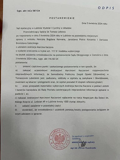 Wyrok na korzyść Szpitala