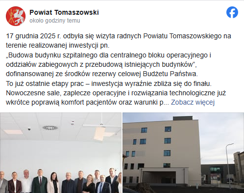 Na profilu Starostwa Powiatowego w Facebooku ukazała się relacja z wizyty na budowie Centralnego ...